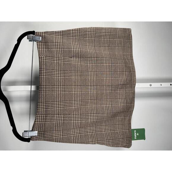 NWT Halara High Waisted 2-in-1 Houndstooth Plaid Mini Work Skirt Brown Plaid L - Picture 7 of 11